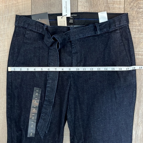 Banana Republic Avery Trouser Paper Bag Pants Ankle Dark Blue Denim SZ Petite 8 - Picture 10 of 11